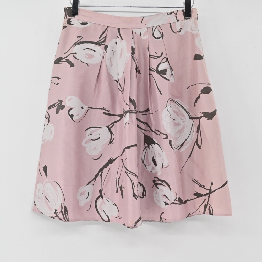 Moschino Cheap Chic Silk Floral Skirt Womens Size 8 Pink Pleated Italy A Line